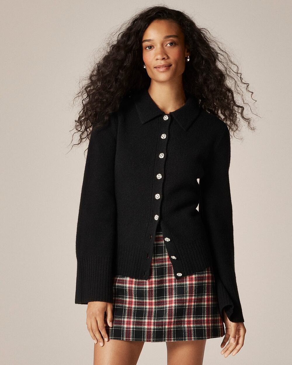 J. Crew Milano Stitch Cinched Waist Cardigan with Embellished Buttons Size M NWT